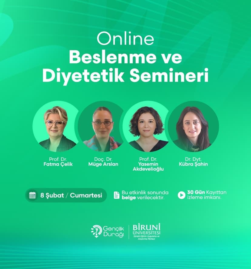 Online Beslenme ve Diyetetik Semineri 8 Şubat 2025 etkinlik kapak görseli