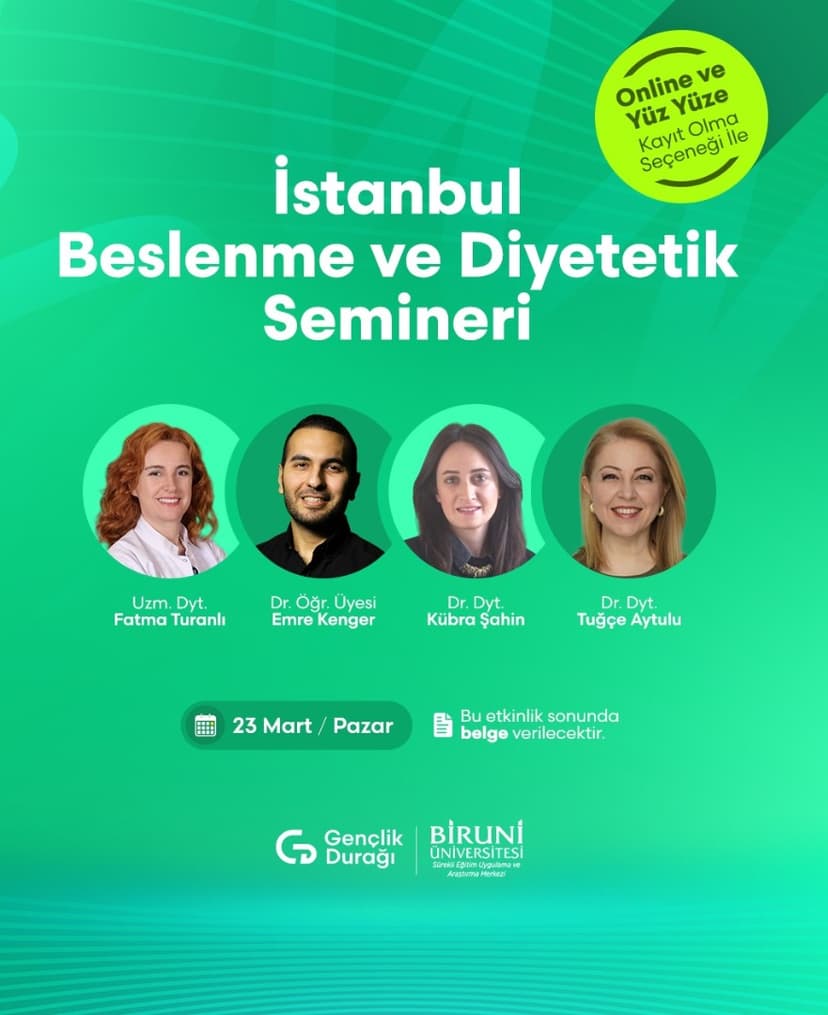 İstanbul Beslenme ve Diyetetik Semineri 23 Mart 2025 etkinlik kapak görseli